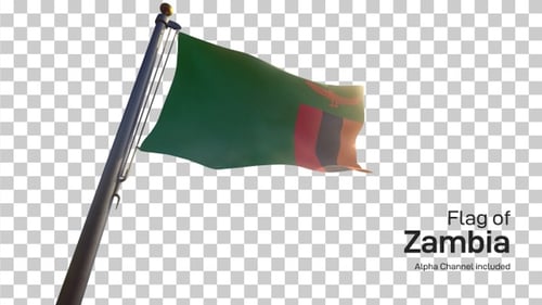 Realistic Waving Zambia National Flag Animation