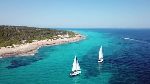 Aerial: Cap de Ses Salines in Mallorca, Spain