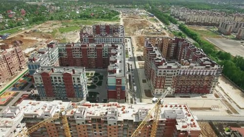 - Flying Over New-built and Unfinished Residential Compounds in New Moscow, Russia