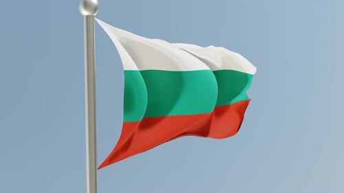 Realistic Bulgaria Flag Waving Animation Against Clear Sky