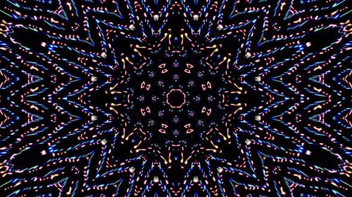 Abstract Glowing Geometric Kaleidoscope Background Loop