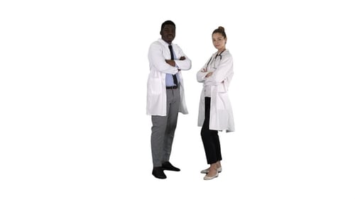 Medical Professionals Standing Together in White Studio