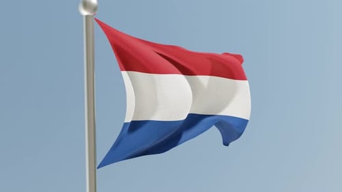 Dutch flag on flagpole.