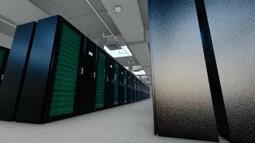 Modern Server Room Walkthrough in a Data Center