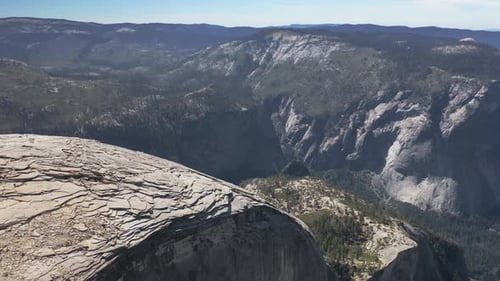 Breathtaking Aerial View Over the Mountainous Massif of Yosemite National Park
