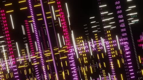 Schwebendes abstraktes Pixelmosaik der Neon