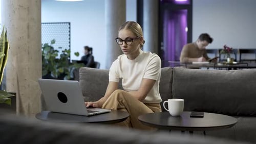 Freelance Business Woman Coming To Work Place