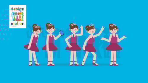 Animated Flat Design Ballet Dancer Character Actions and Loops