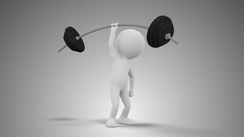3D Man Lifting Weight In One Hand Loop
