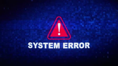 System Error Glitch Title Animation with Digital Warning