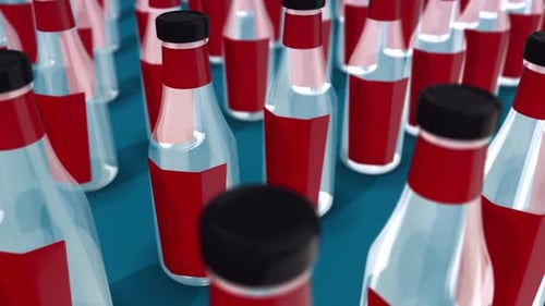 Modern 3D Animated Ketchup Bottles Repeating Pattern