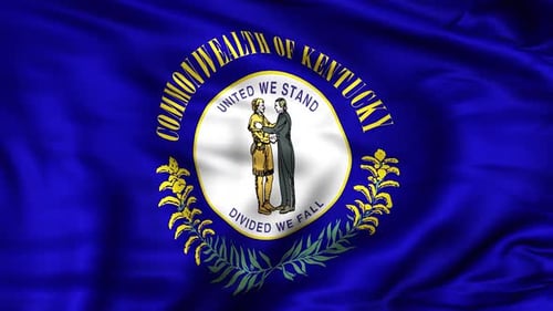 Waving Commonwealth of Kentucky Flag with Realistic Fabric Motion