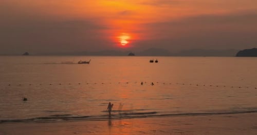 Timelapse of Light Rays Over the Sea or Ocean at Sunset