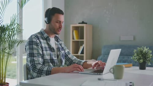 Call center man working