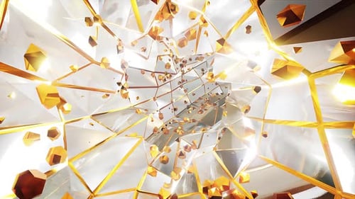 Shining Vj White And Gold Tunnel Background Loop