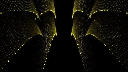 Abstract Glowing Golden Particles Tunnel Motion Background