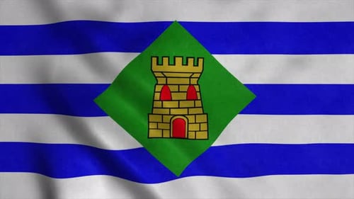 Seamless Loop Animation of a Waving Flag with Castle Emblem