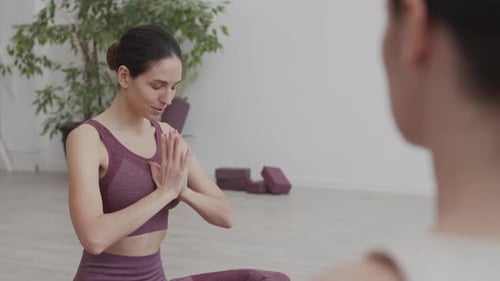 Happy Woman on Yoga Classes