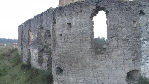 Aerial of old stone walls