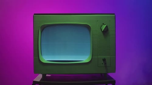 Retro Television with Horizontal Static on Screen