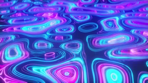 Futuristic Neon Glowing Lines Abstract Motion Background Loop