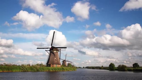 Windmill in the Netherlands Time Lapse
