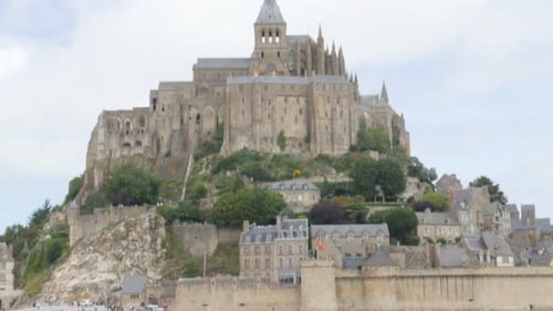 Mont Saint Michel island near La Manche in Normandy France 4K 3840X2160 UHD video - Mt Saint Michel