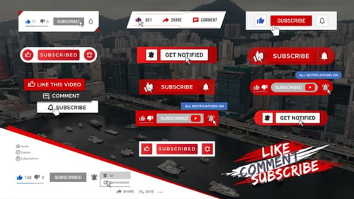 Modern Animated Social Media Buttons for Subscribe Like and Comment