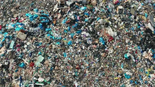 Aerial View of Large Trash Dump Landfill