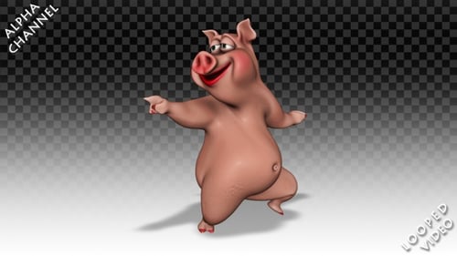 Funny 3D Dancing Pig Character Loop Animation