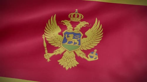Waving Montenegro Flag Realistic Fabric Animation
