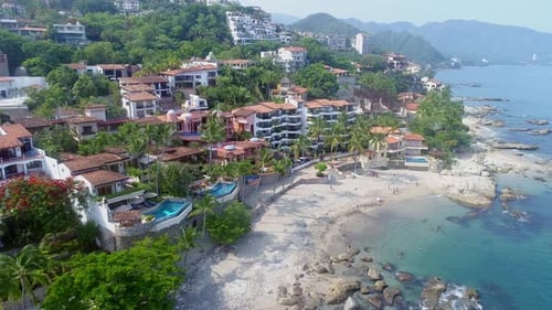 Aerial View of Tropical Beach Resort Community