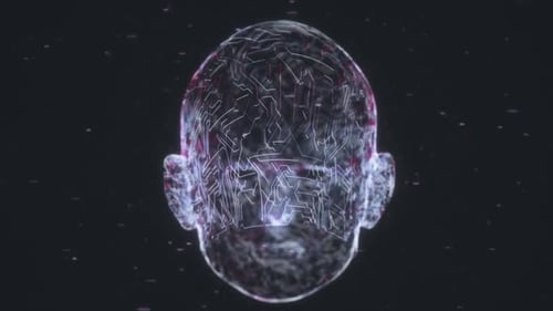 Human Head With Artificial Intelligence By Circuit Board Technology Elements 4K