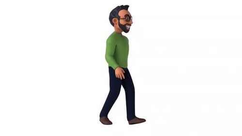 Animated 3D Cartoon Man Walking Loop Cycle