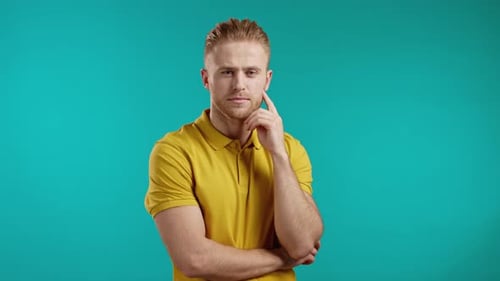 Man Posing Thinking with Hand on Chin