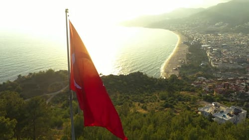 Turkish Flag Over the City