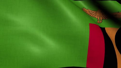 Zambia National Flag Realistic Waving Animation Loop