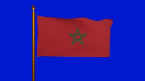 Morocco National Flag Waving Chroma Key