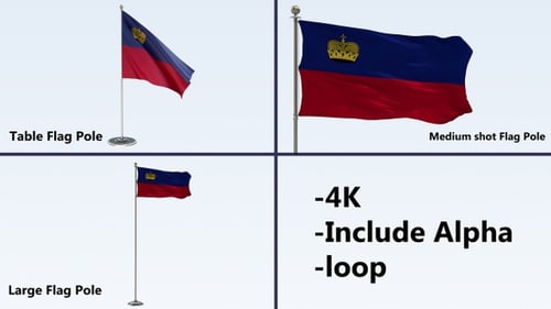 Realistic Liechtenstein Flag Waving Animation with Alpha Channel