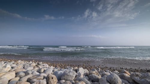 Pebble Beach and Tide Coming in