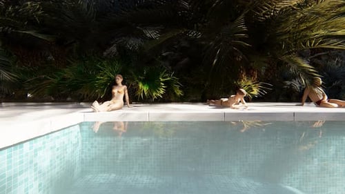 Swimming Pool With People Resting