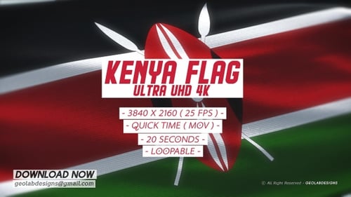 Waving Flag of Kenya with Realistic Fabric Motion