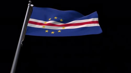 Cape Verde National Flag Waving with Realistic Fabric Animation