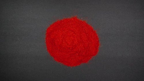 Building of pile of red pepper powder