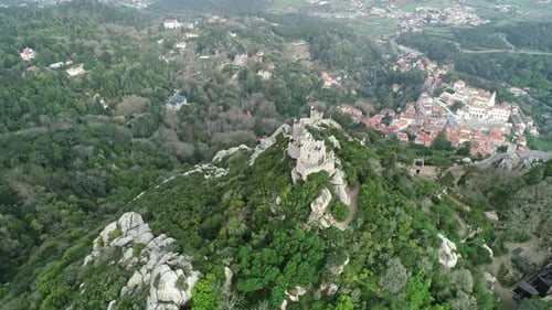 Aerial View of Moorish Castle Sintra Portugal