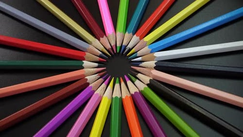 Colored Pencils On A Black Background 8.