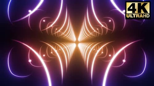 Abstract Neon Glowing Tunnel Loop Background