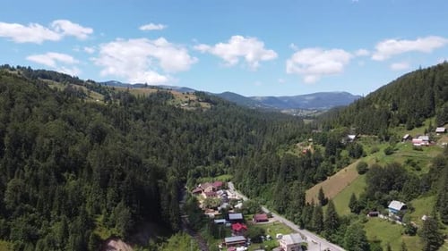 Aerial Mountain Scenery in Romania
