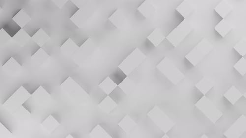 White cubes rotate and move on a white surface