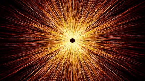 Abstrakte Grunge-Feuerfarbe, dünne Lichtstreifen, Partikel, Schleife, 4K